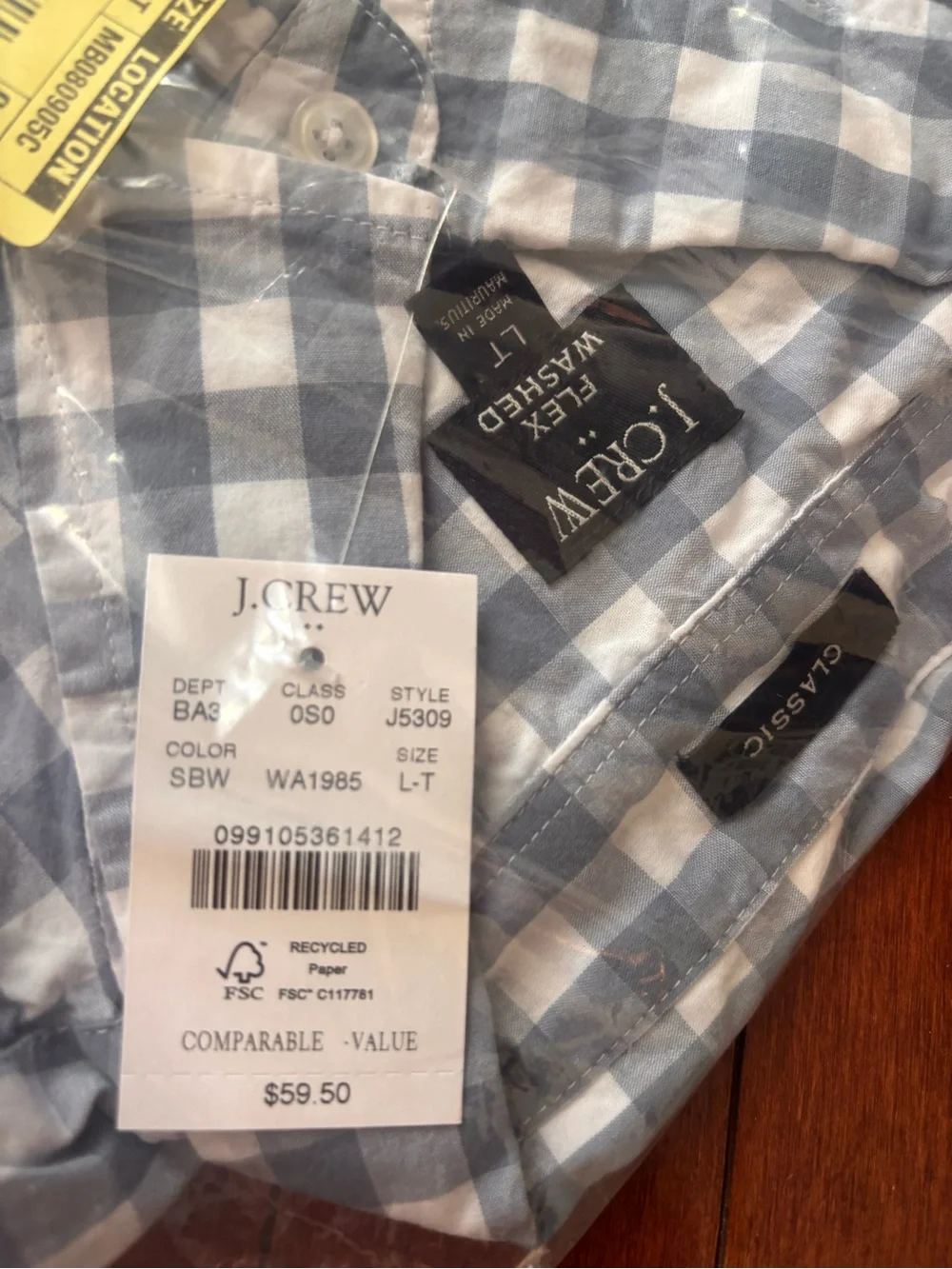 J. Crew Men’s Blue, Light Blue Plaid & Red Button-Down Shirt Pack Bundle - Large